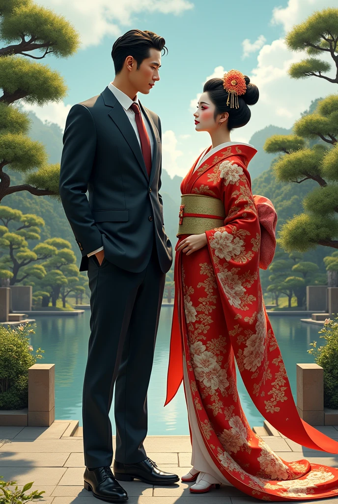 Japan businessman with a geisha