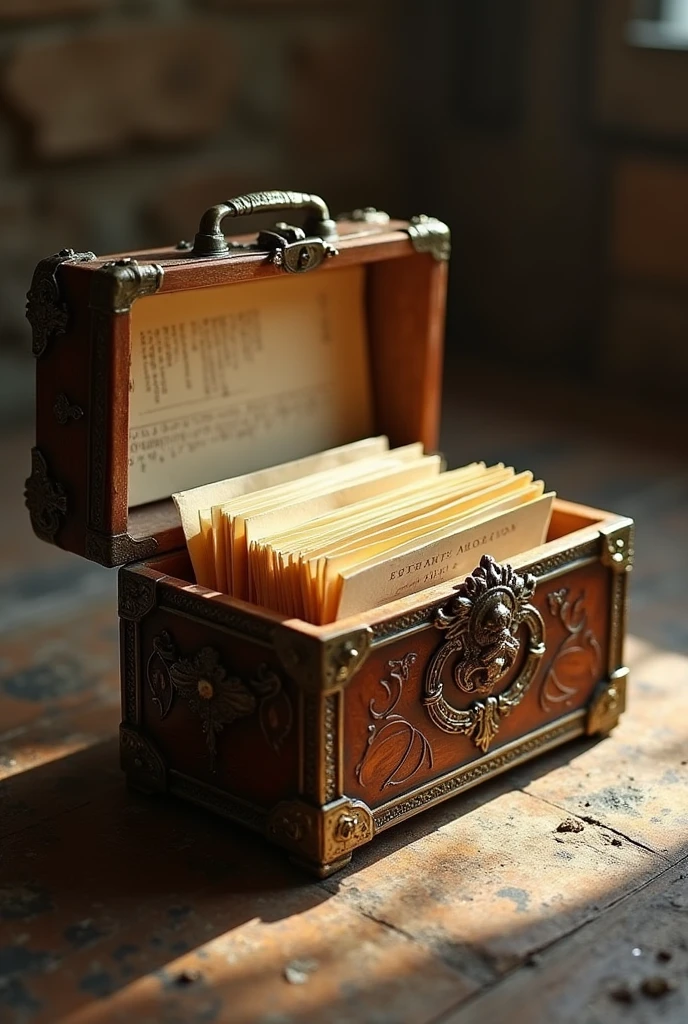 Image of a small rare box containing papers 
