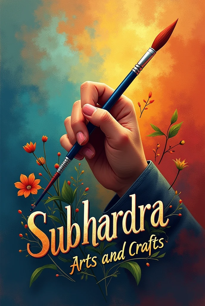 My brand logo. I'm an artist. Name of my brand is Subhardra Arts and Crafts. Create me some artistic logo with my brand name. The logo will explain my art work. Use paint, brash image to express that its a art brand