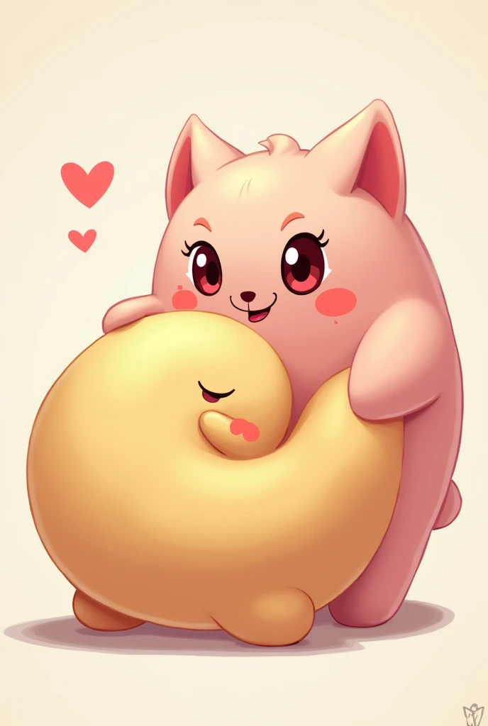 Draw a 2D cartoon character that curls up in front of me and gets naked