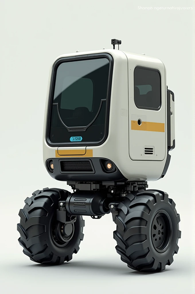 A service robot has no arms nor legs. Have hidden wheels. Have cabins as a body