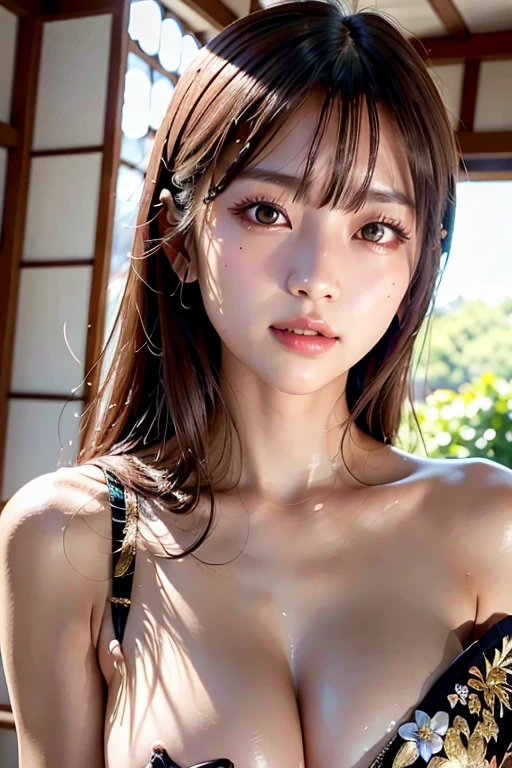 ((Japan women))、hightquality、Glossy glossy skin、((glistning skin))、Lush bust、((​masterpiece、top-quality、ultra-detailliert、Film Light、intricate-detail、hight resolution、ighly detailed))