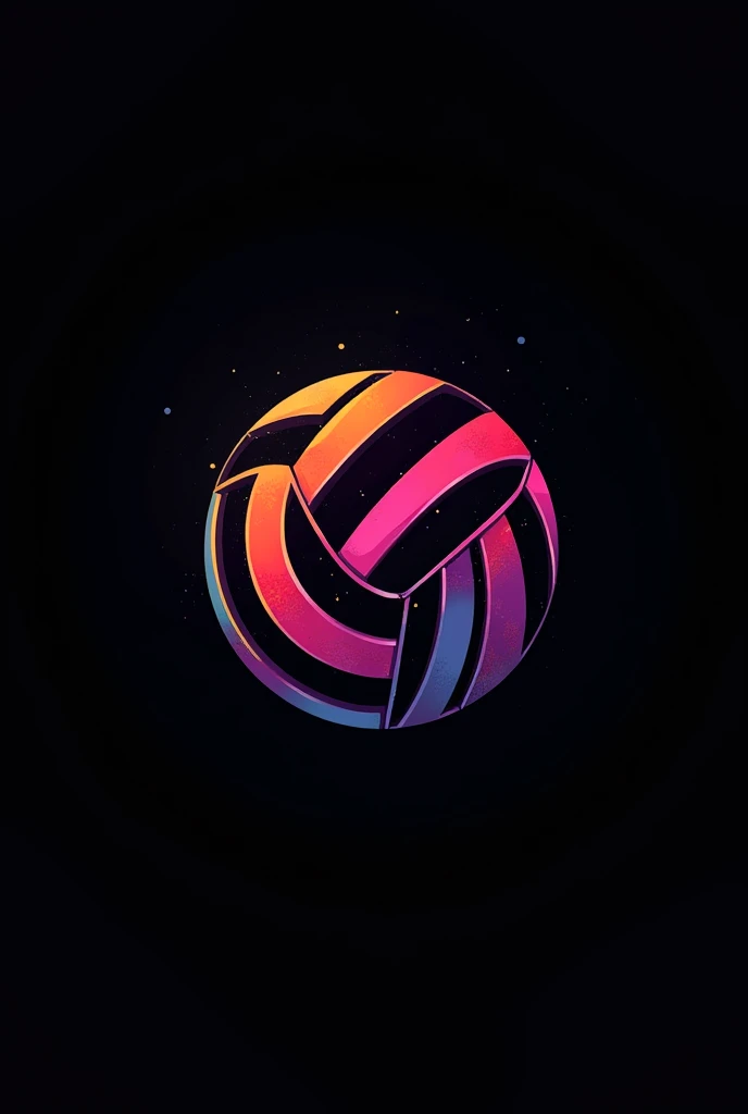 Create a unique colour volleyball logo in black background for Facebook page