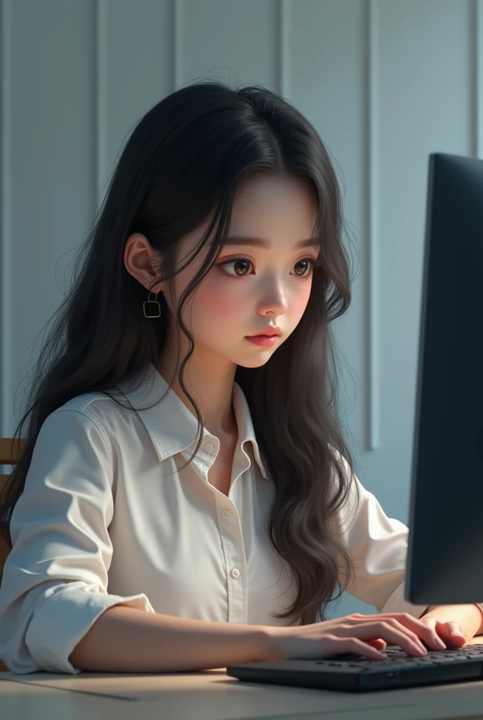 Image of a realistic female teenager computer