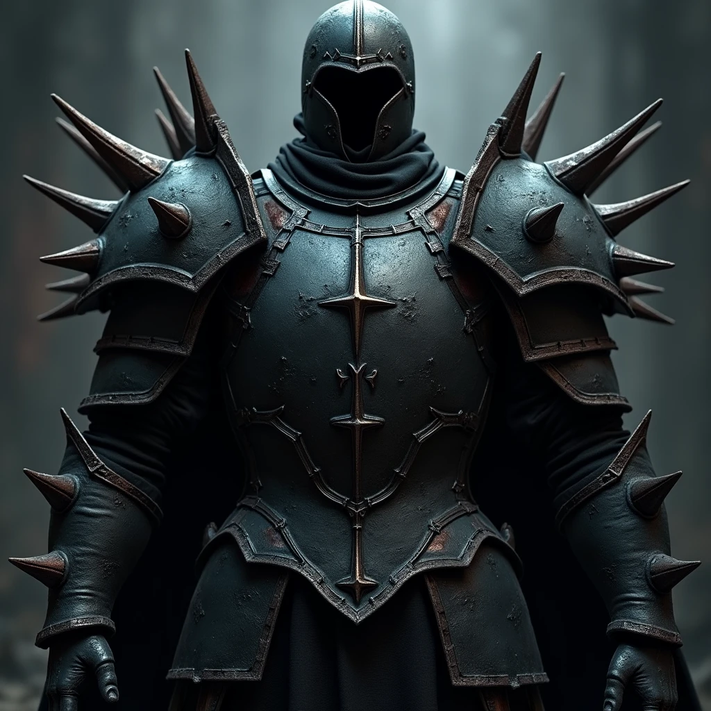 hyperrealistic, medieval, dark scale, spike, chest armor piece