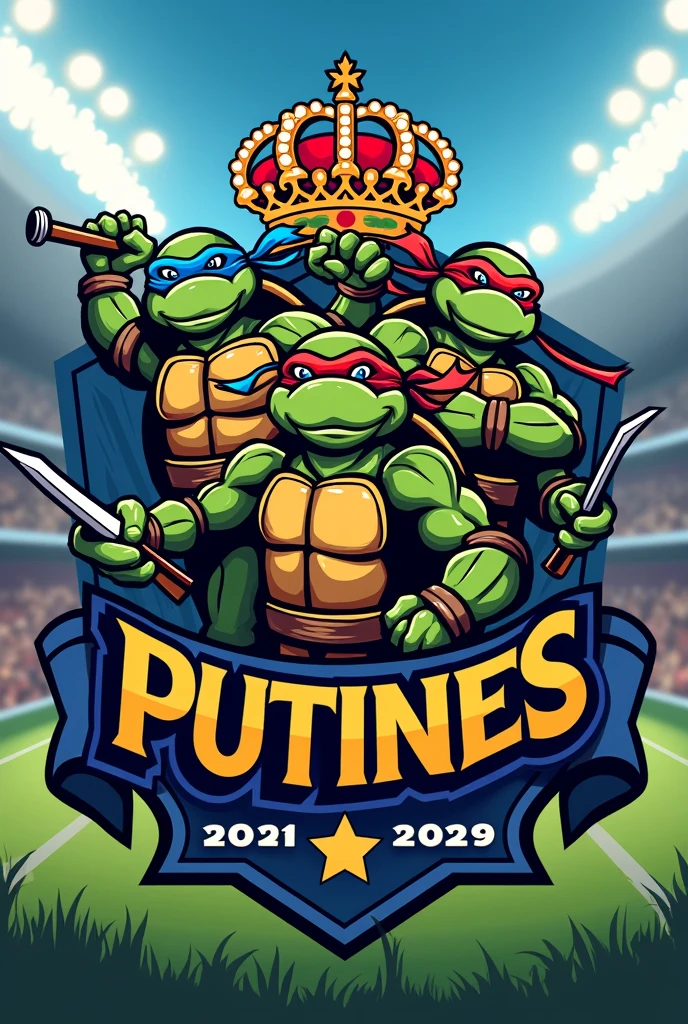 Football team logo similar to that of Real Madrid with the ninja turtles named Putines