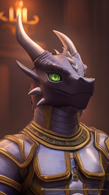 A detailed anthro esmerald dragon, with horns, wearing a light armor, no hair, masterpiece, in a dimly lit tavern, 2.5D digital art, intricate details, highly realistic, cinematic lighting, dramatic atmosphere, vivid colors, sharp focus, sole male, male focus,  green eyes, front view, upper body portrait
