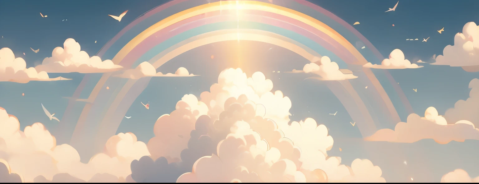 rainbow clouds. very colorfoul, niji style, miji