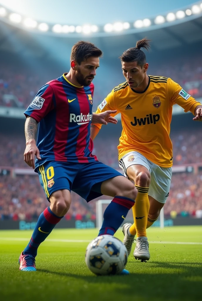 Messi playing with Ronaldo