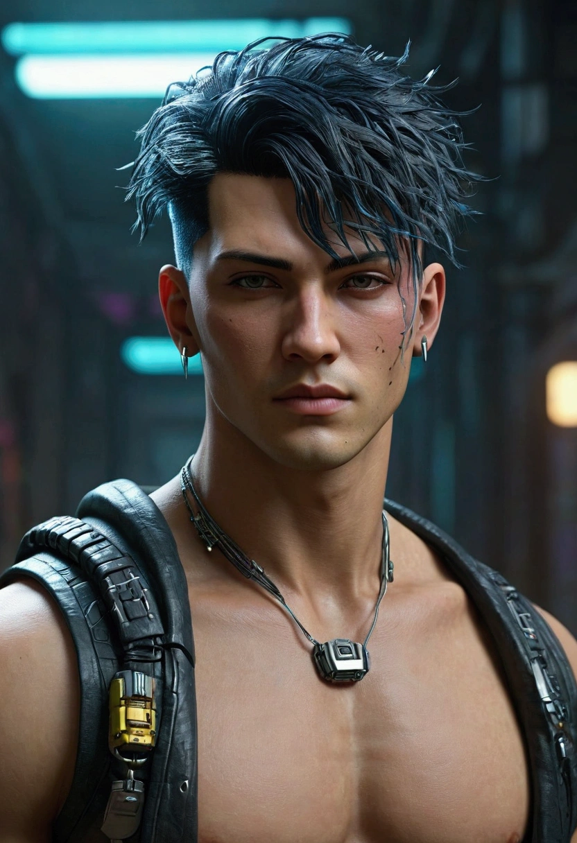 Cyberpunk handsome boy ultra realistic