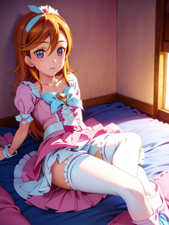 Cure Rhythm、Pretty Cure、Blonde、Long Hair、Medium chest、Bedroom、One girl、((pantyhose))、(boots)、Leg spread
