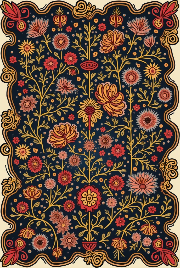 Create a batik motif inspired by Sundanese traditional patterns, featuring the name "R.DHANI WIRIANATA" as an integral element of the design. The motif should seamlessly incorporate the text into the traditional batik patterns, ensuring that each section of the pattern incorporates the name in a way that harmonizes with the overall design. The design should reflect the intricate and flowing characteristics of Sundanese batik, with interconnected patterns that showcase the name in a decorative and cohesive manner.