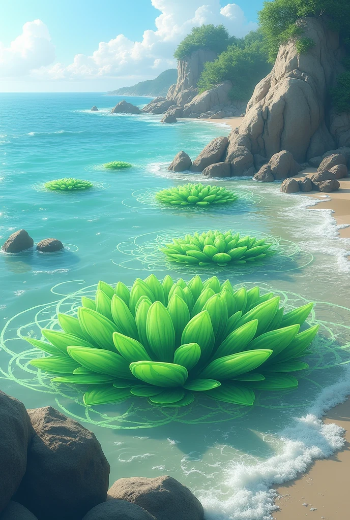 A  seashore with algea
