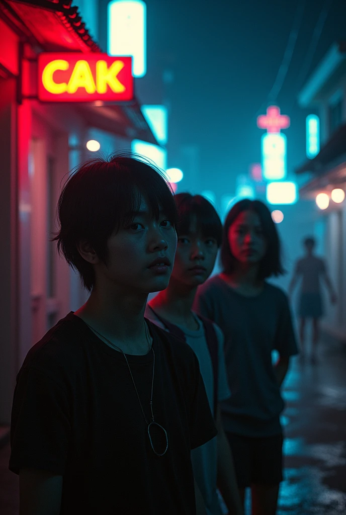 Genre image from the movie stranger things With the lighting and color of the style picture from the movie stranger things Typical of the split in Thailand in the 90s'