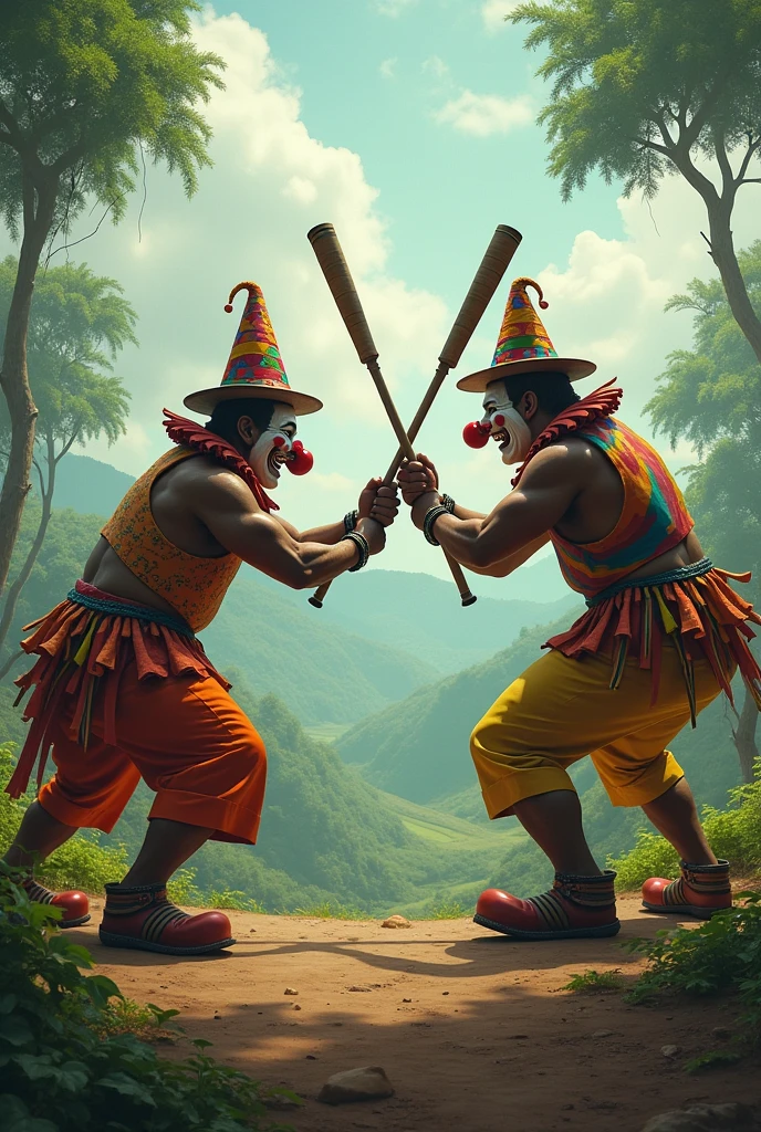 Upcountry clown leaders fighting with vetti sattai. 