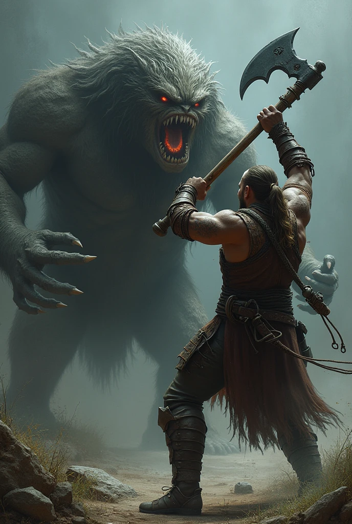 defend a attack o monster while axe using