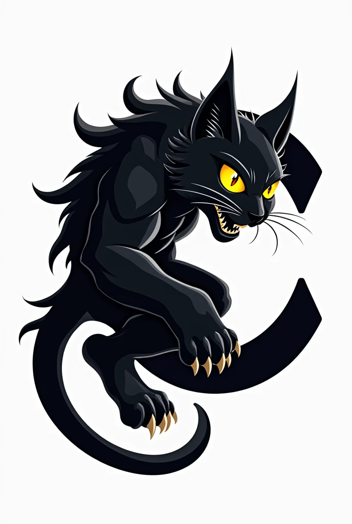 The letter C logo features a fierce black cat.