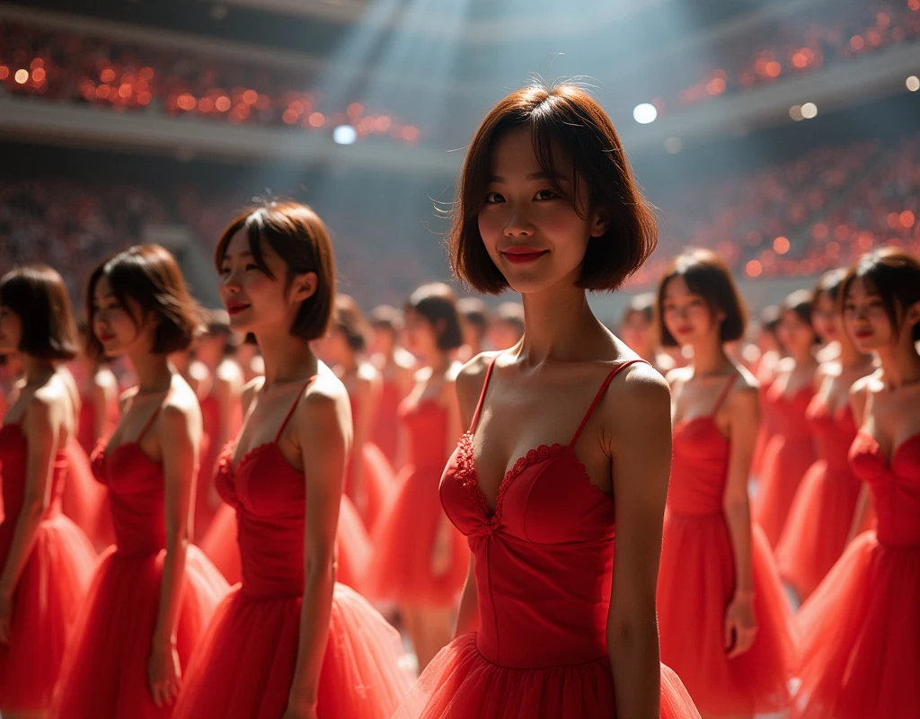 [Japanese Clone girls=Myself], [Perfect Clone girls Raw Photography Art], [16K, Highest quality, Ultra-high resolution], (((Unrealistic, Unprecedented sight, hyperdimensional space, A sight beyond imagination, (((A world of mass proliferation of myselves, Ultra-realistic)))))), (Japanese, woman, 25-year-old, Saito-Asuka), ((Small face, Brown and black hair, Short Hair)), ((Very beautiful detailed girls, Accurate body structure, Very detailed and perfect super busty body)), ((amazing super big tits, Large, swelling breasts)), (Dark Eyes, Mature face, Cute Smile, A gentle gaze), (Happy laughter), [[(((((Very detailed, 1girl→1,000,000,000,000,000,000,000,000,000,000,000,000,000cloning girls))))), (((((Extremely detailed and precise depiction of the double, Perfectly the same girl, The exact same smile, Perfect matching hairstyle, Perfect same clothes, Exactly the same height, Perfect same super busty))))), (((((Myself only))))), (((Very detailed, on stage, Idol Group, Nogizaka46's stage costumes, 1,000,000,000,000Myself))), (((Very detailed, General seating, camisole, 1,000,000,000,000,000,000,000Myself)))]], (((Perfect description, Smiling face, hug, wave hands, Matching poses, Matching dance, Sexy pose, In a row, Infinite Alignment))), (((Very detailed, Super crowded in a different dimension, Abnormal crowding, Super crowded))), (Large Concert Hall, Front bright light, Illuminated by spotlights, Live Stage Lighting), (((Very wide field of view, Very detailed, Detailed ultra-perspective depiction, The back is in focus)))), Group idol group photo, Anywhere Angle