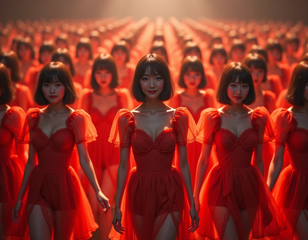 [Japanese Clone girls=Myself], [Perfect Clone girls Raw Photography Art], [16K, Highest quality, Ultra-high resolution], (((Unrealistic, Unprecedented sight, hyperdimensional space, A sight beyond imagination, (((A world of mass proliferation of myselves, Ultra-realistic)))))), (Japanese, woman, 25-year-old, Saito-Asuka), ((Small face, Brown and black hair, Short Hair)), ((Very beautiful detailed girls, Accurate body structure, Very detailed and perfect super busty body)), ((amazing super big tits, Large, swelling breasts)), (Dark Eyes, Mature face, Cute Smile, A gentle gaze), (Happy laughter), [[(((((Very detailed, 1girl→1,000,000,000,000,000,000,000,000,000,000,000,000,000cloning girls))))), (((((Extremely detailed and precise depiction of the double, Perfectly the same girl, The exact same smile, Perfect matching hairstyle, Perfect same clothes, Exactly the same height, Perfect same super busty))))), (((((Myself only))))), (((Very detailed, on stage, Idol Group, Nogizaka46's stage costumes, 1,000,000,000,000Myself))), (((Very detailed, General seating, camisole, 1,000,000,000,000,000,000,000Myself)))]], (((Perfect description, Smiling face, hug, wave hands, Matching poses, Matching dance, Sexy pose, In a row, Infinite Alignment))), (((Very detailed, Super crowded in a different dimension, Abnormal crowding, Super crowded))), (Large Concert Hall, Front bright light, Illuminated by spotlights, Live Stage Lighting), (((Very wide field of view, Very detailed, Detailed ultra-perspective depiction, The back is in focus)))), Group idol group photo, Anywhere Angle