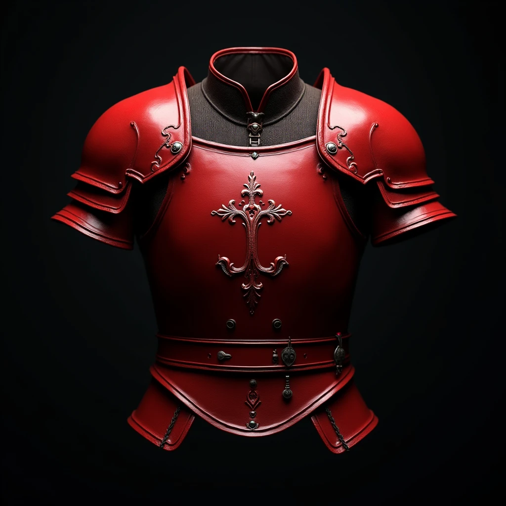 hyperrealistic, medieval, red scale, chest armor piece