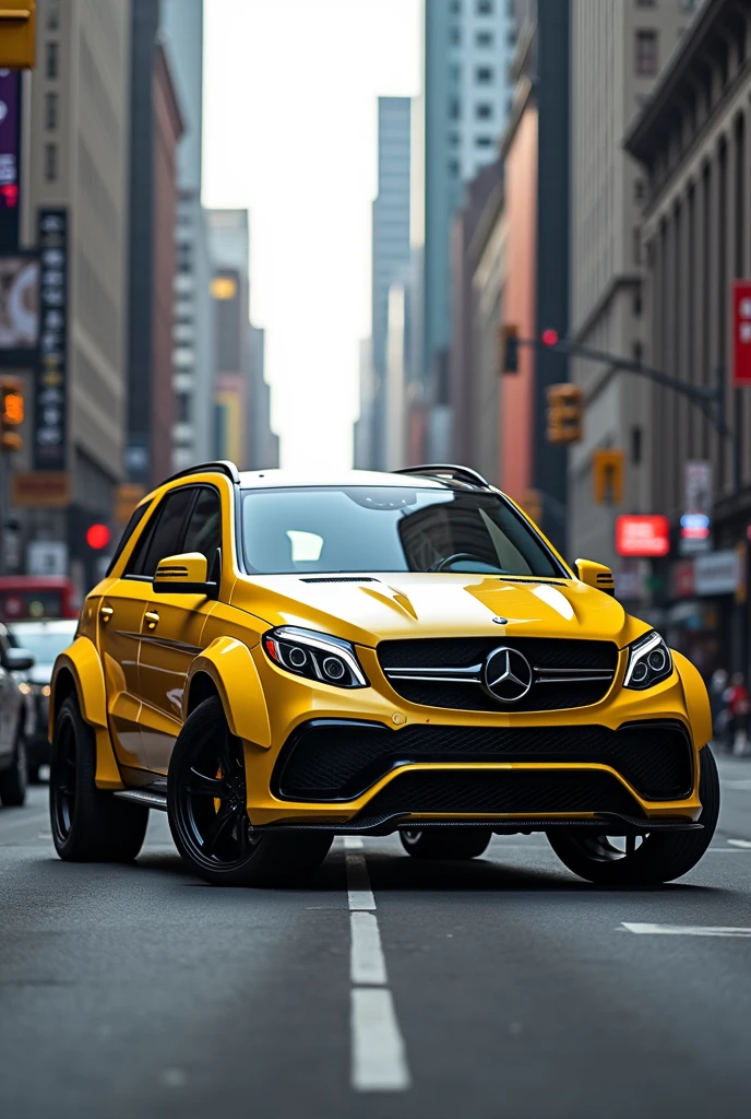 Yellow Mercedes ml 63 amg w164 wide body kit
