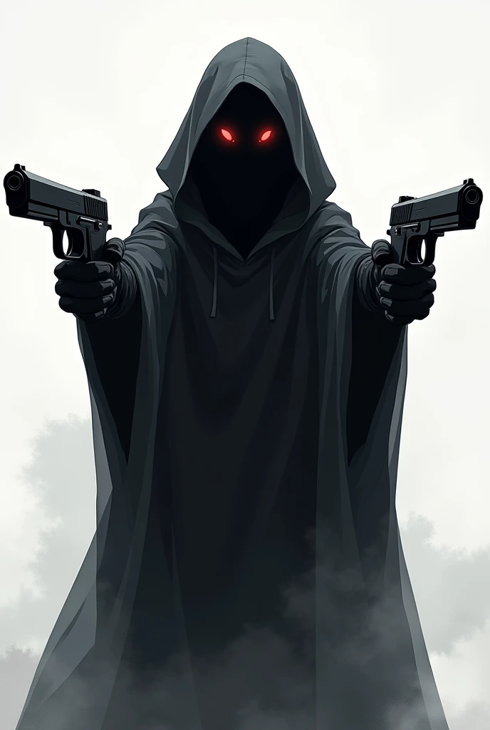 Anime-style illustrations、Black ghost with two guns