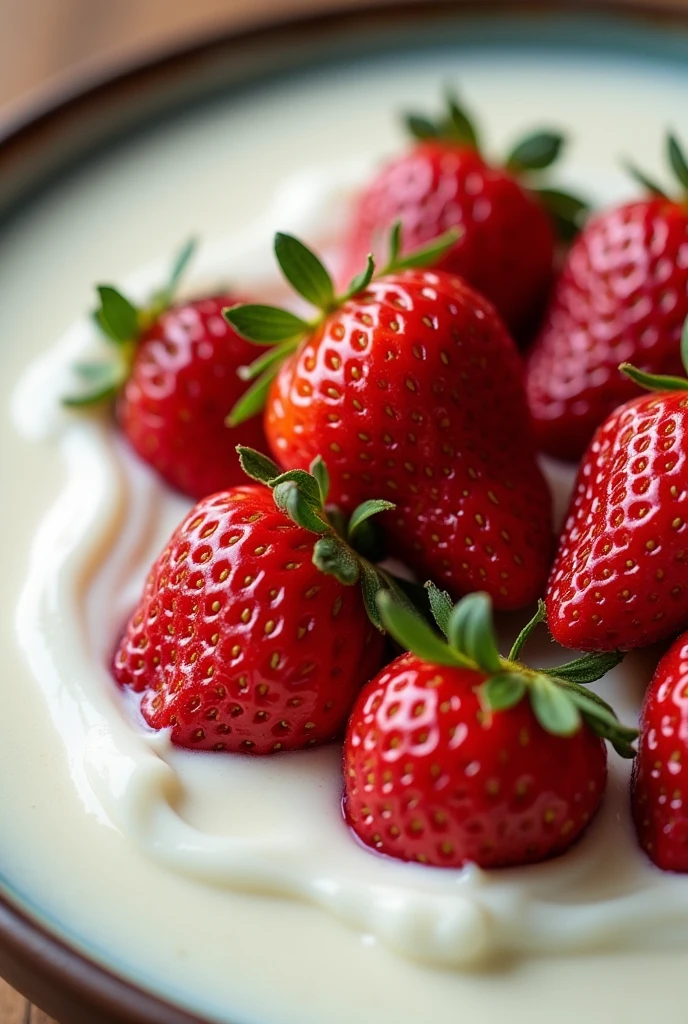 Strawberries with cream in a 500ml bowl 