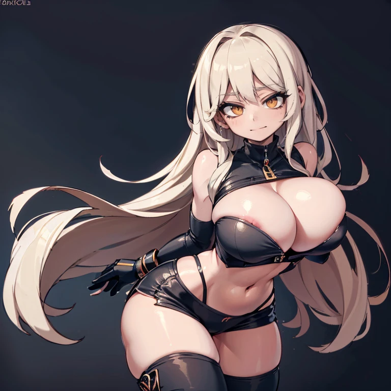 Anime Kawaii sexy Perfect Slim sensuous body large breast and huge thighs, An intricate and highly detailed illustration of anime (Young girl) ((best qualityer)), ((work of art)), (detailded:1.4), 3d, HDR (high-range dynamics), ray tracing, nvidia RTX, Super-resolution, Irreal 5, underground dispersal, PBR texturing, Post-processing, Anisotropic filtering, Depth of field, Maximum clarity and sharpness, Multilayer textures, Albedo and Specular Maps, Surface shading, Accurate simulation of light-material interaction, perfect proportions, octane rendering, two tone lighting, large aperture, Low ISO, White balance, (centred, scale to fit dimensions, rule of thirds), retina, super detaill, High details, high qualiy, awardwinning, best qualityer, high resolution, ultra HD, 8K CRU, (bright coloured:1.2), A European woman , Kristin Kreuk, 1 girl, (beautiful charming girl:1.6), breasts big, cute face, cute makeup, Long straight red hair, russet hair, (((black gold_eyeballs:1.3))), detailded symmetrical beautiful green human eyeballs, perfect big green human eyeballs, expressive eyeballs, big red limps, chubby one-armed woman, Big shy smile, glad, (delicate smile:1.4), detailded human hands, gold and black futurist uncovered belly skintight crop sport top and underpants, Microfiber Lycra Sports Shorts, zippered top and panties, slightly unzipped zipper, high tech knee high boots, revealing clothing, (detailded tactical gear:1.1), sensuous, appealing, slutty, seducer, erotic, full body posture standing, ela posa de forma dinâmica e sensuous, his captivating expression fixed directly on the camera, precise, anatomically correcte, texturized skin, background in port space, realisitic, futurist, Fantasyart, beautiful epic composition.