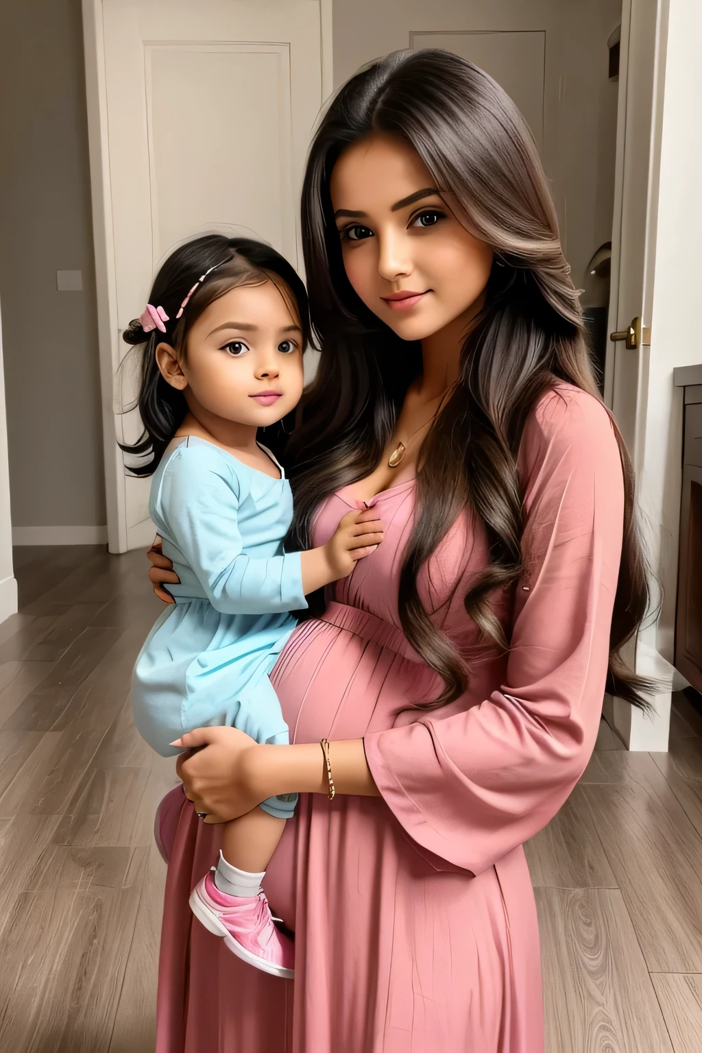 16 years cute beautiful hot girl with his cute little cute baby with stylish long hair with stylish modern different colour full trending dress with pregnant with full size pic with hot romantic mood pic