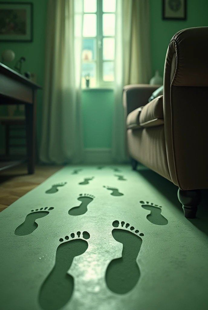 sheldon J plankton mini footprints on the floor at home, dont show plankton, only his fingerprint at home. More mini than that. Shadow fingerprint. Everywhere