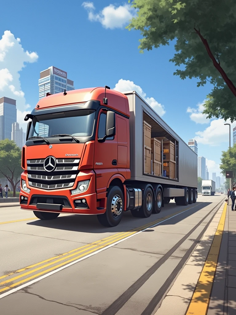 Truck with trailer, turns into a delivery truck