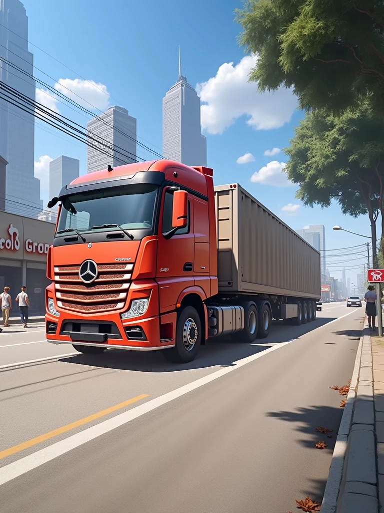 Truck with trailer, turns into a delivery truck
