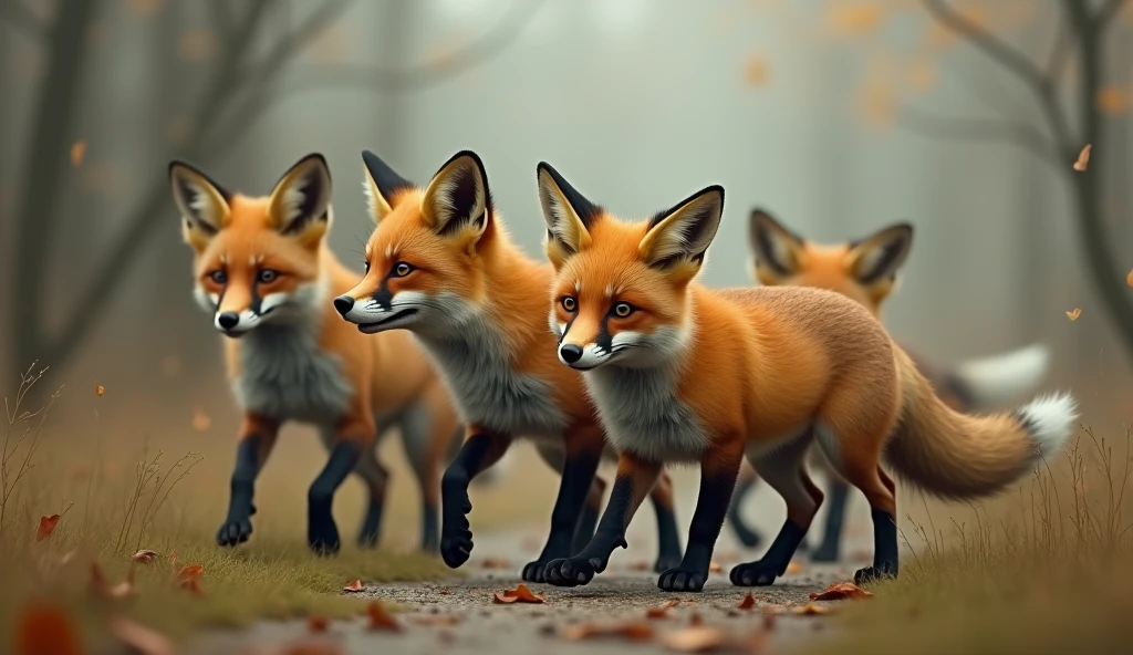 SEVERAL FOXES MOVING ON AFTER A SAD MOMENT
