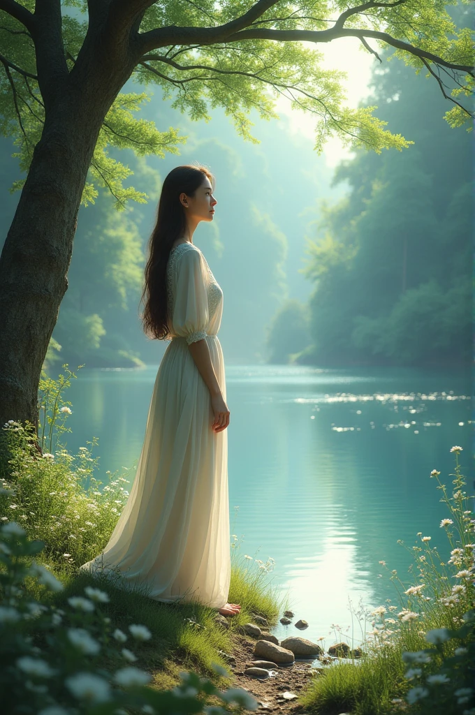 Woman by the lake