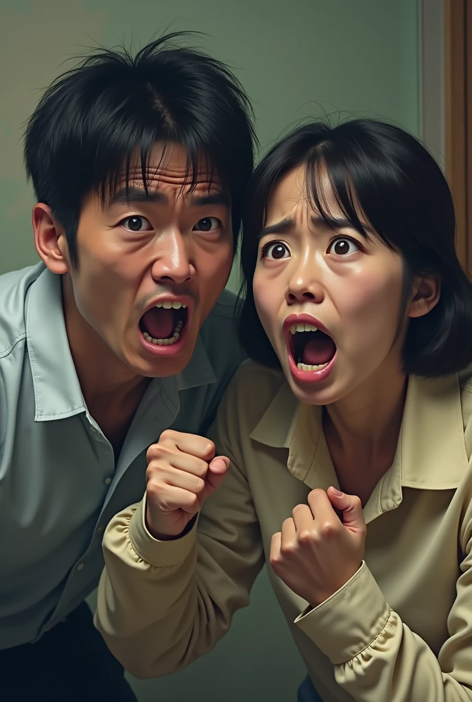 A Japanese husband and wife panic