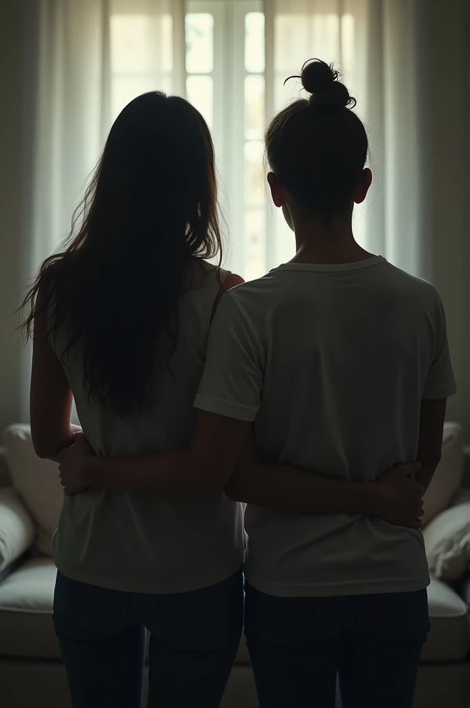 Woman and man are hugging