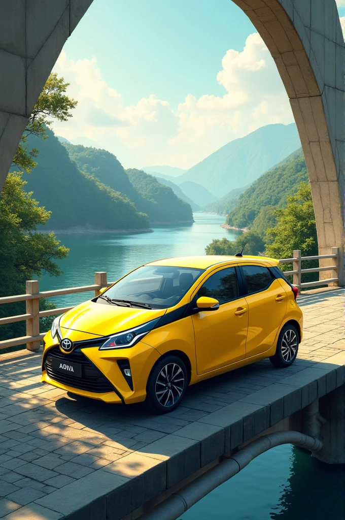 toyota agya yellow colour on the bridge