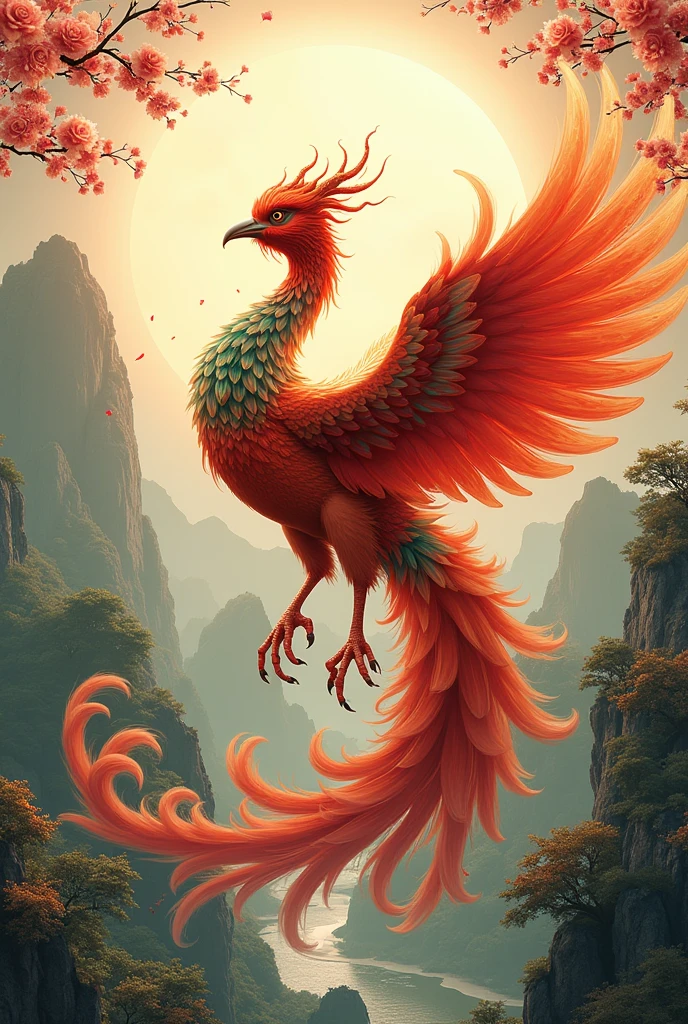 Photorealistic，Chinese phoenix，Oriental elements，khd