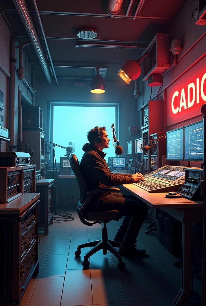 radio studio booth with perspective