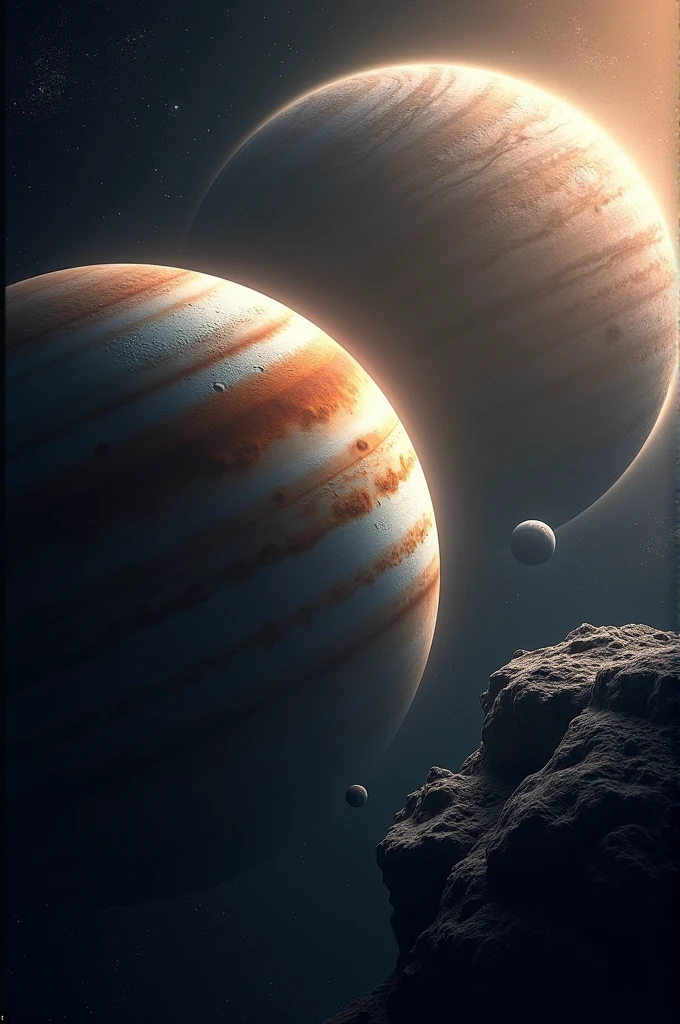 A large moon of Jupiter, a medium CERIS and a small ERIS