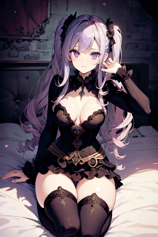 beautiful Alluring Gothic female Clown, Fantasy Theme, skin only, Ghost Train Journey Outside, Purple and black stripes, gothic clown makeup, Stylish frilly outfit, Inner Color,Curly hair,Twin tail hairstyle, Almost no clothes, beautiful D&D. Character Portrait, Unlucky, Dark fantasy, detailed, Digital Art, 極限までdetailedに, Polished, beautiful, 超detailedな, Complex, Elaborate, Scrupulous, Sharp focus, Unreal Engine, 3D Rendering, Volumetric lighting, reflection, Shiny, Digital Illustration, Pause, Suggestive Pause, Full Body Shot, 💖❤💕💋❣Glamorous Body,Backlight,Plump thighs,Realistic Flesh,