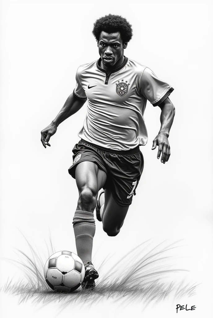Step by step process to draw a sketch of pele