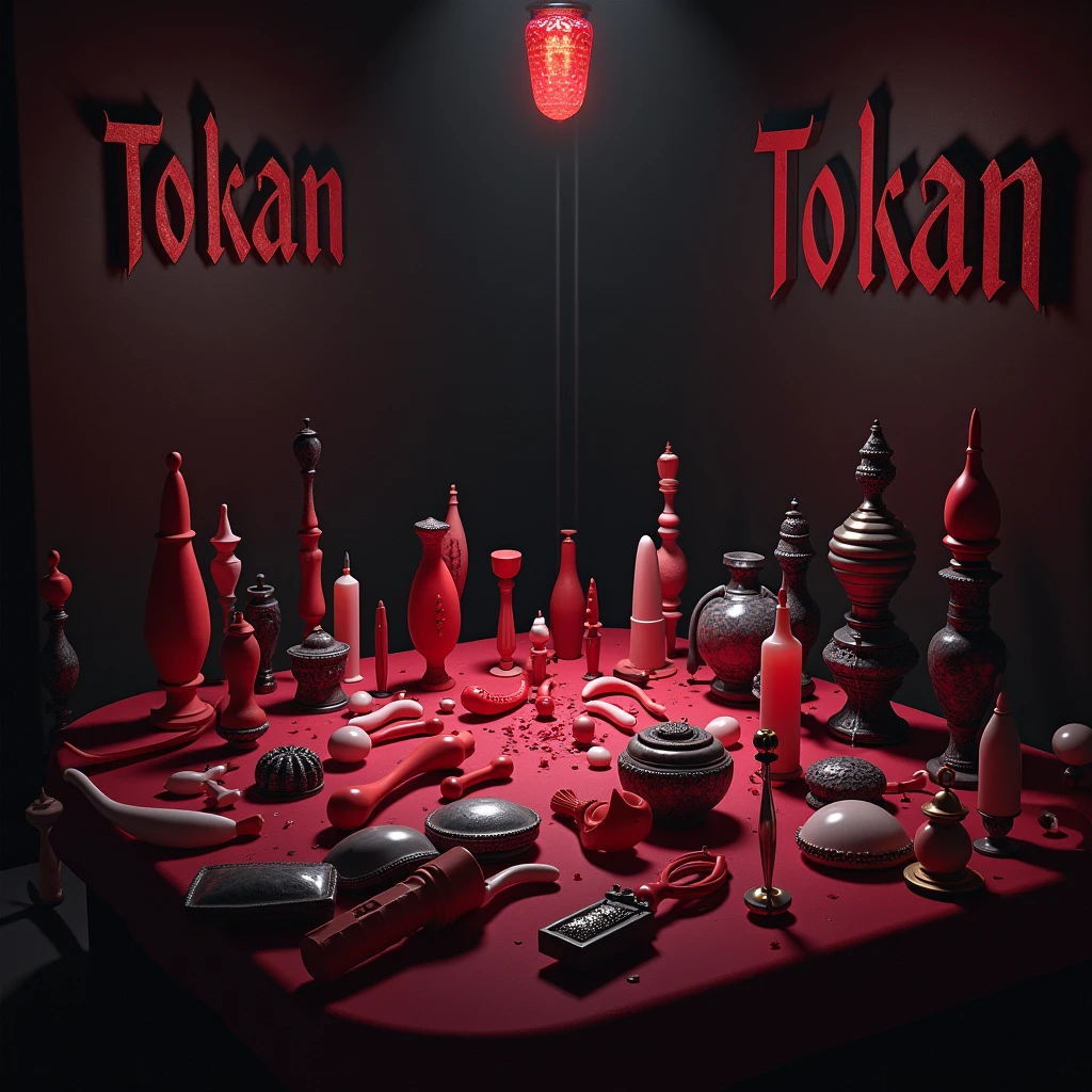 Room with lots of toys and with tokaan written on the wall