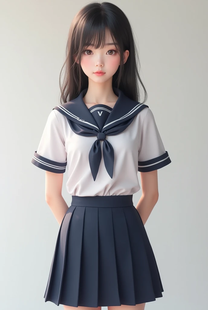 An excessive beautiful Asian school girl with uniform