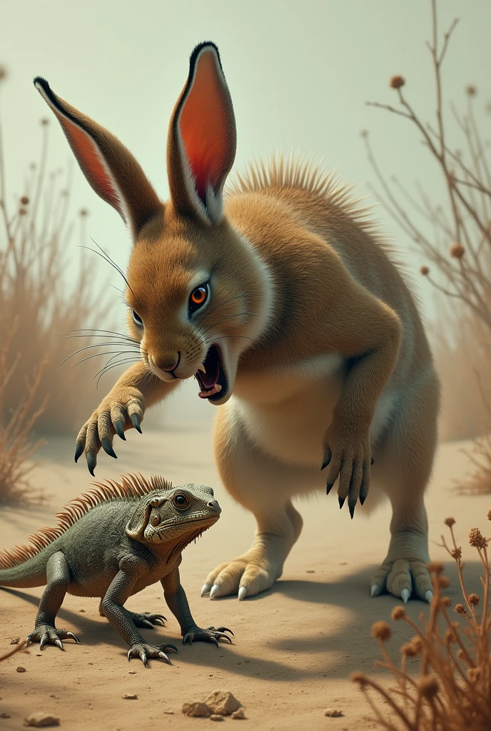 An angry rabbit fucking a weak iguana