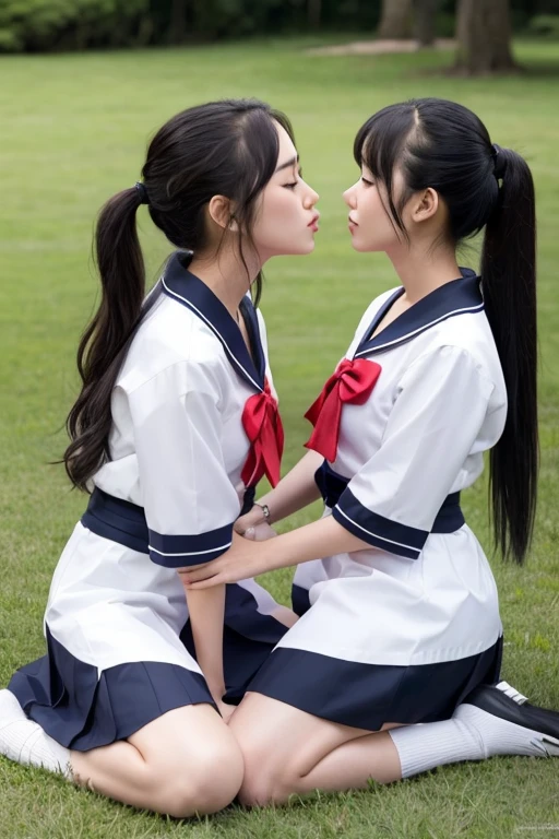 Two Girls,roromiya,ririchiyo,school uniform,Ascot, masterpiece, Highest quality、Interaction、Embrace each other、kiss