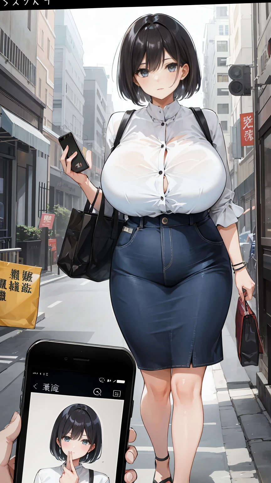 Photo of a mature malay female teacher with saggy breast breasts (((running to catch the bus))), on the side (street) 40yo,busty body, short body,  dimples, light, detailed face, panic face, ((looking panic )), (concerned), (open mouth),(scream), Perfect breasts, big breast, natural breasts, G cup, (((brown hijab))), (((glasses))), (sweat), (((open shirt))), (((cotton bra))), (((((breast out))))), (((pulled down brown trouser))), (((cotton panties))), ((holding bag))