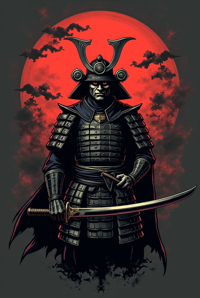 Create a logo with the name YAKUZA with a demonic samurai and dragon background in Portuguese