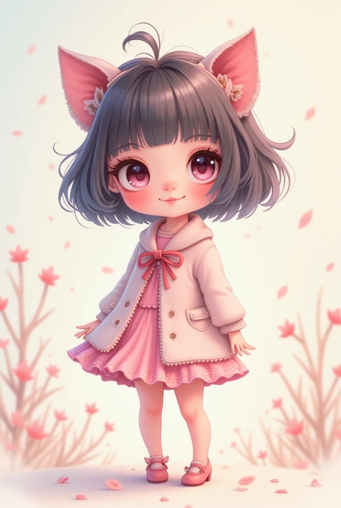 Cute unique full body highly detailed pastel girl semi chibi