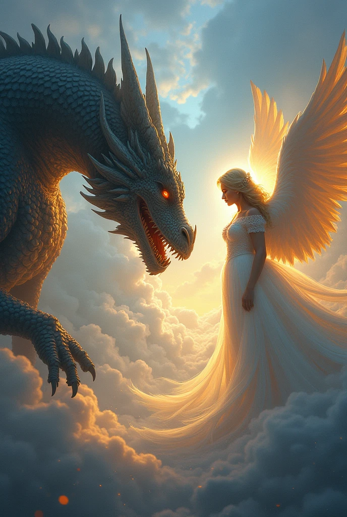 Dragon facing an angel 